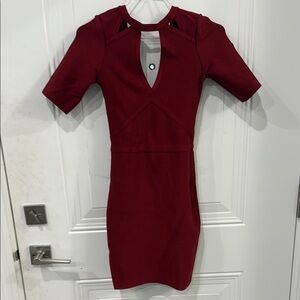 Bebe Red Sheath Mini Dress Mock Neck Cocktail